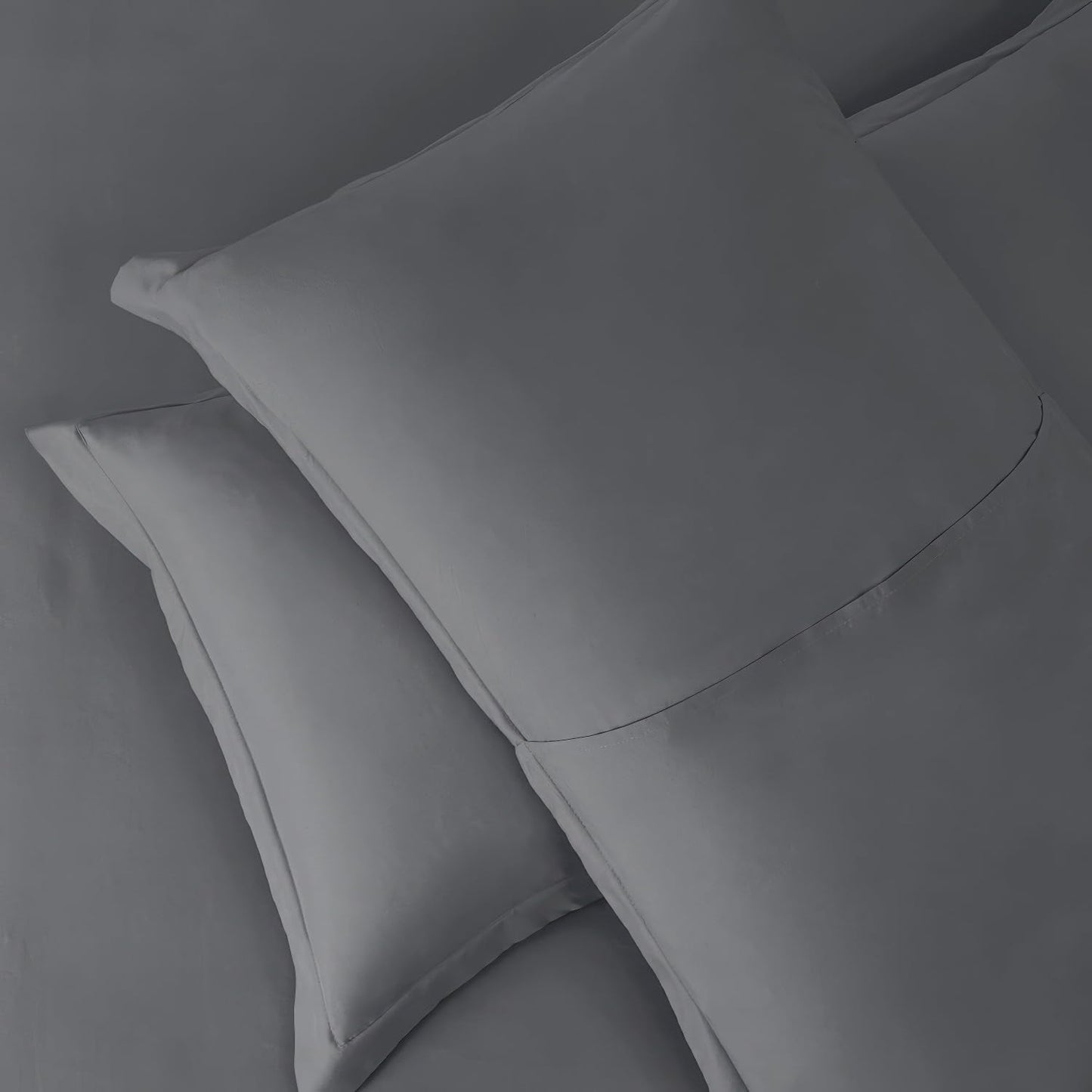 Hearth & Harbor Queen Size Duvet Cover & Bed Sheet Set Grey, 7 Piece Soft Double Brushed Bedding Set, Includes Duvet Cover, Flat Sheet, Fitted Sheet, Pillowcases and Pillow Shams