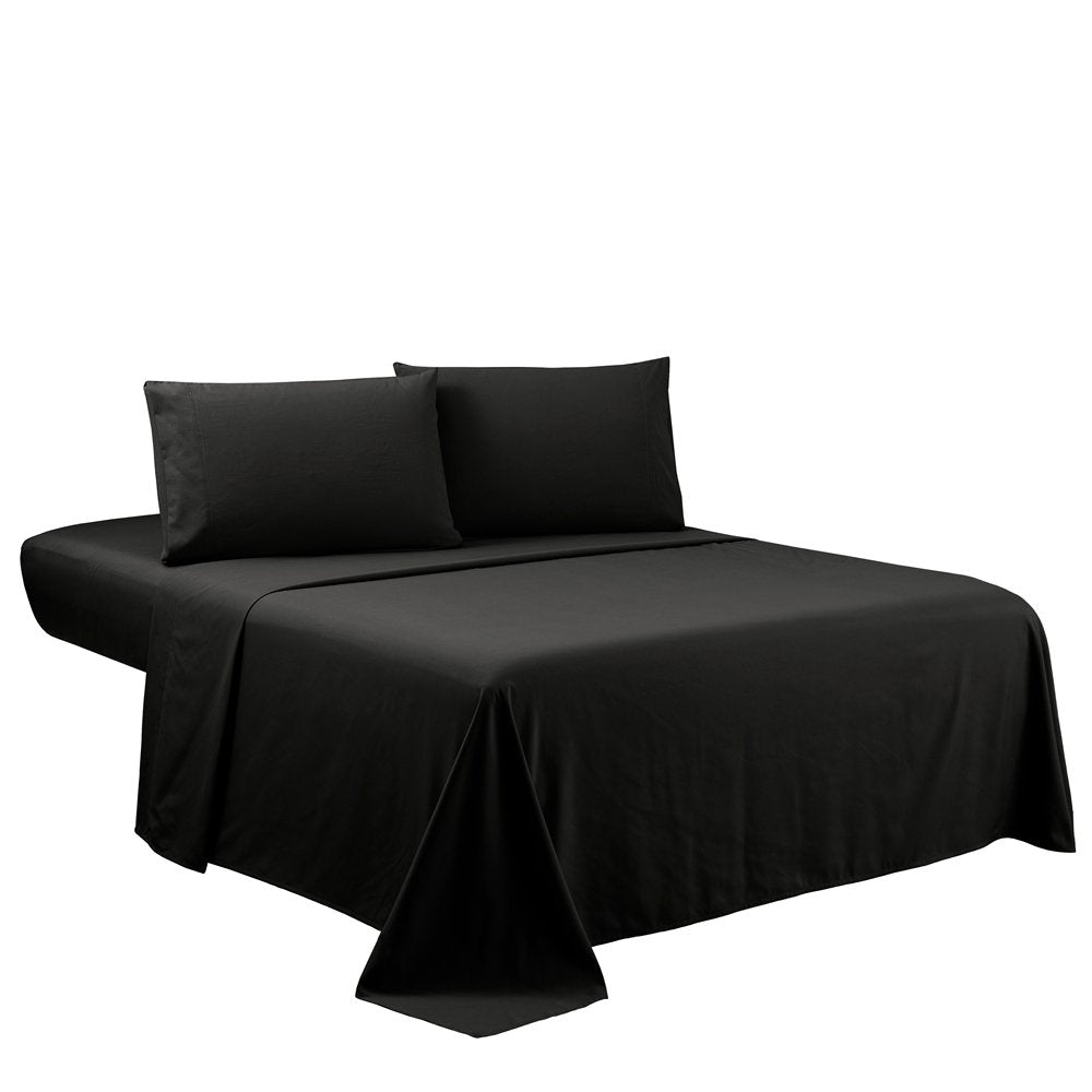 Sfoothome Twin Sheets Set - Black Hotel Luxury 3-Piece Bed Set, Extra Deep Pocket, 1800 Series Bedding Set, Wrinkle & Fade Resistant, Sheet & Pillow Case Set (Twin, Black)