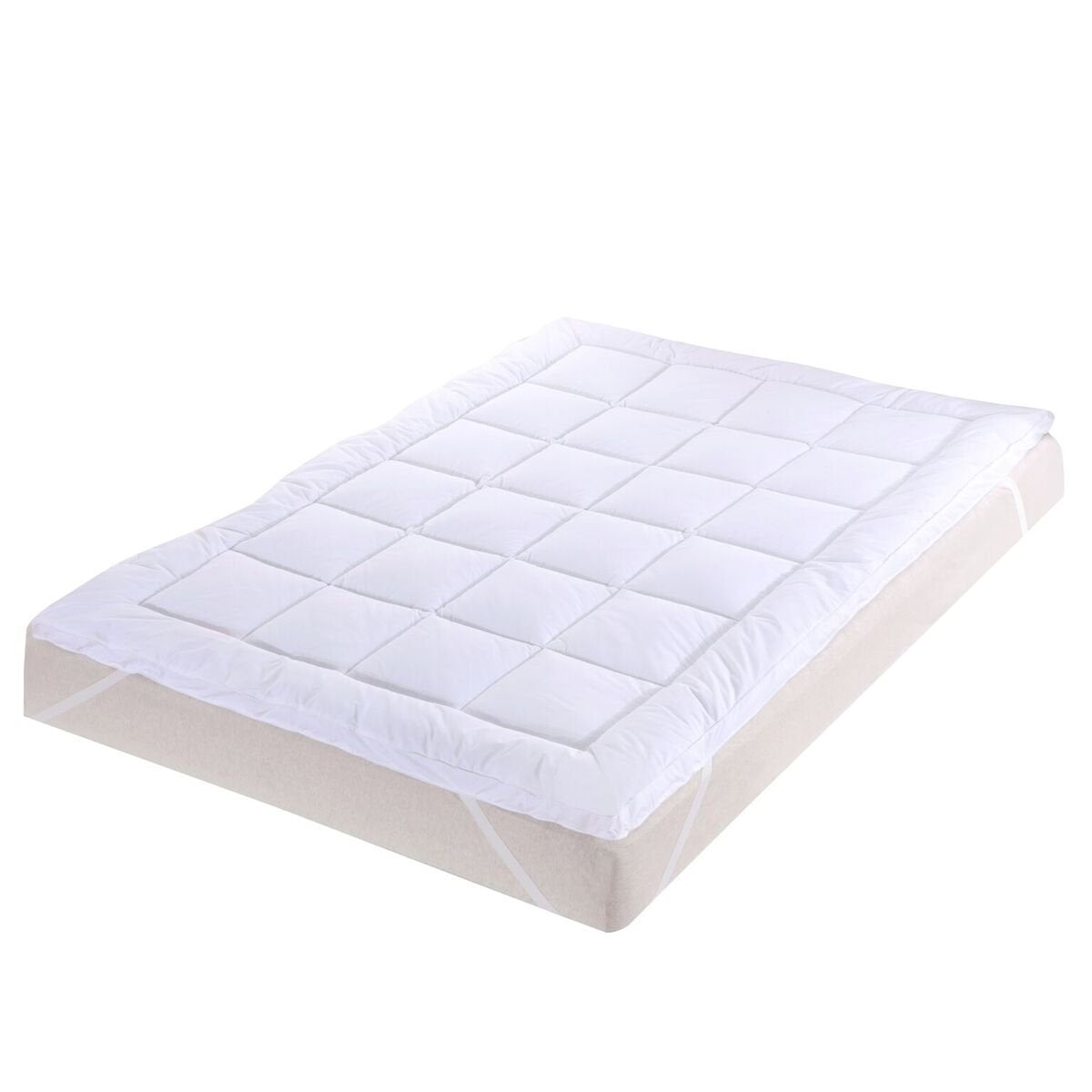 Abripedic Plush Cotton Mattress Topper, King, 2 Inches Hypoallergenic Overfilled Down Alternative Anchor Bands Mattress Topper