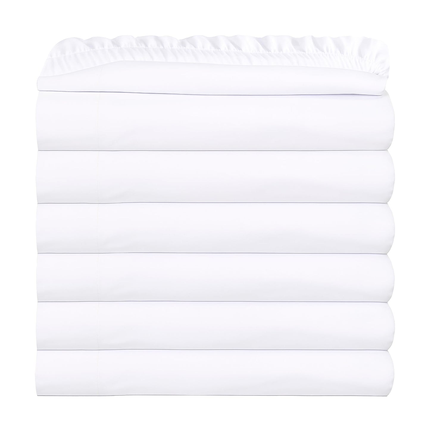 GOLD TEXTILES Queen Fitted Sheet 6 Pack (60x80 + 15”) - Soft Brushed Microfiber Deep Pocket Bottom Sheets—Hotel Quality, Breathable, Wrinkle & Fade Resistant Bedding for Home, Salons (6, White, Queen)