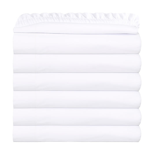 GOLD TEXTILES Queen Fitted Sheet 6 Pack (60x80 + 15”) - Soft Brushed Microfiber Deep Pocket Bottom Sheets—Hotel Quality, Breathable, Wrinkle & Fade Resistant Bedding for Home, Salons (6, White, Queen)