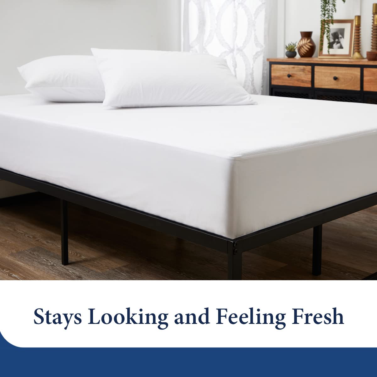 Cosy House Collection Luxury Mattress Protector - Blend of Rayon Derived from Bamboo - Master Bedroom Essentials - Ultra Soft Comfort, Stays Cool & Quiet - Premium Fitted Sheet Style (Queen) White