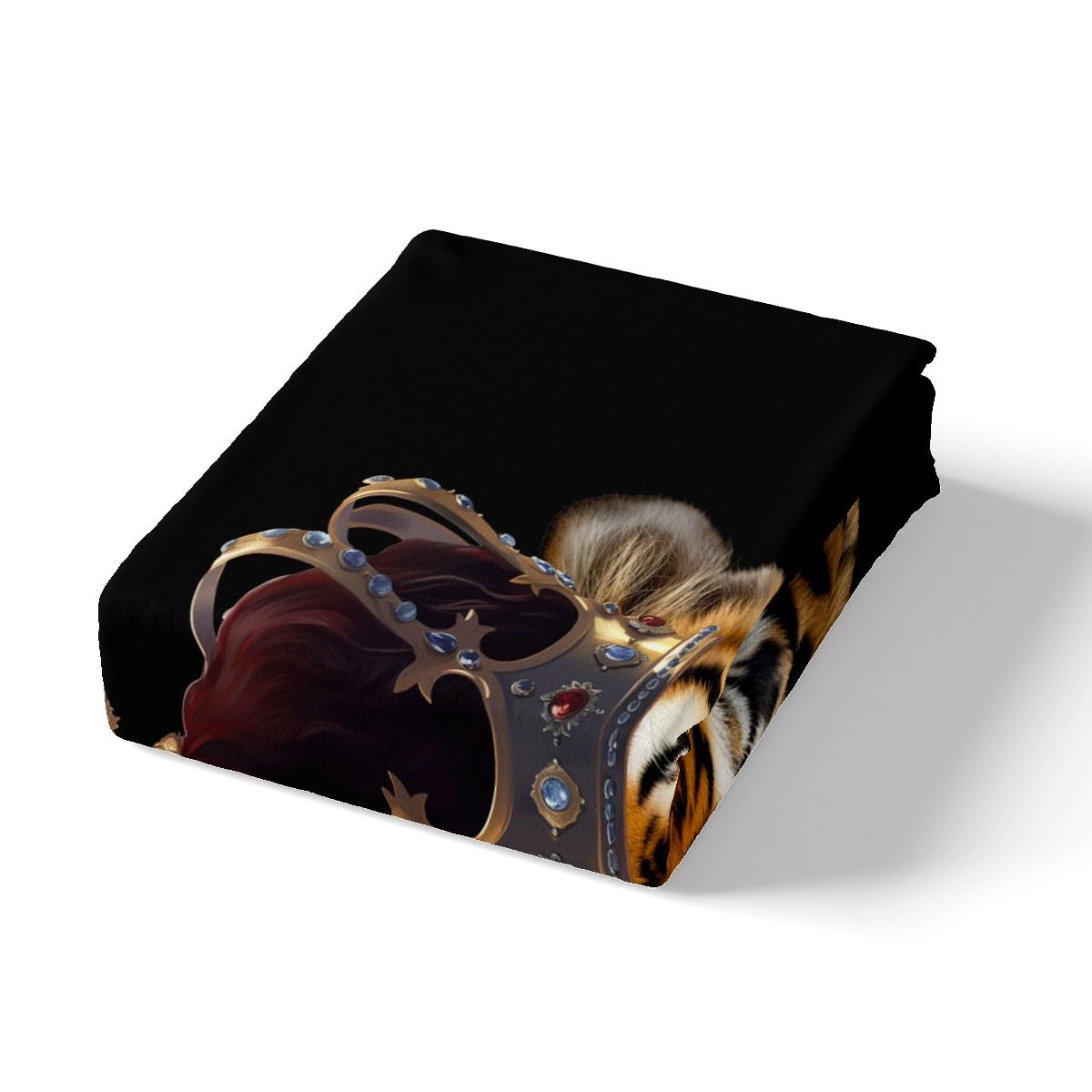 Homewish Wild Tiger Duvet Cover Set Full Size,3D Wildlife African Tropical Animal Comforter Cover with 2 Pillowcases,Golden Crown Print Black Breathable Bedspread for Boys Teens