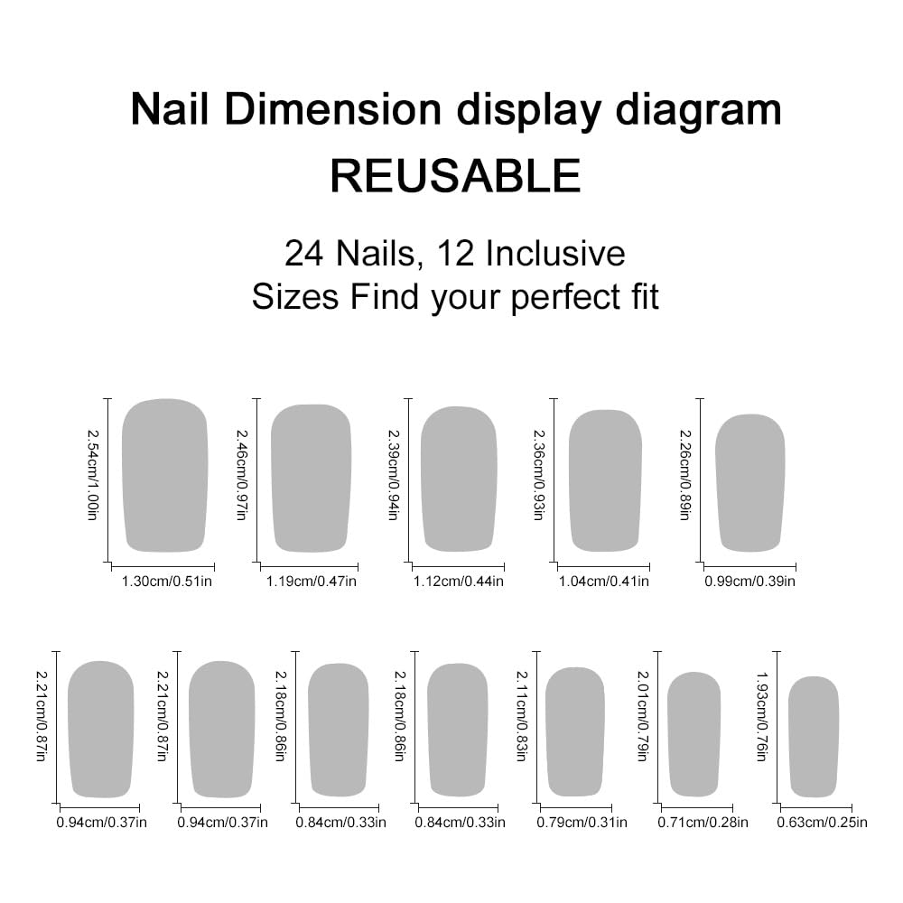 plalely Press on Nails Square Medium Gold Embossed Flowers Acrylic Press on French Tip Nails with 3D Charms Design Square Nail Press Ons for Women 24pcs