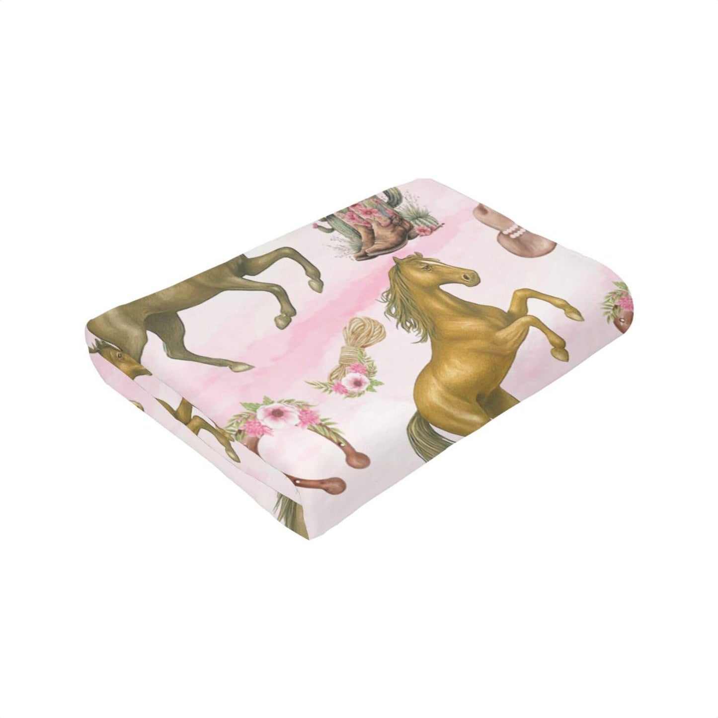 Western Cowgirl Throw Blanket Pink Cowgirl Horse Flannel Blankets Southwest Horses Plush Super Soft Cozy Warm Decor Gifts for Boys Girls Kids Adults Men Women 40" x 50"