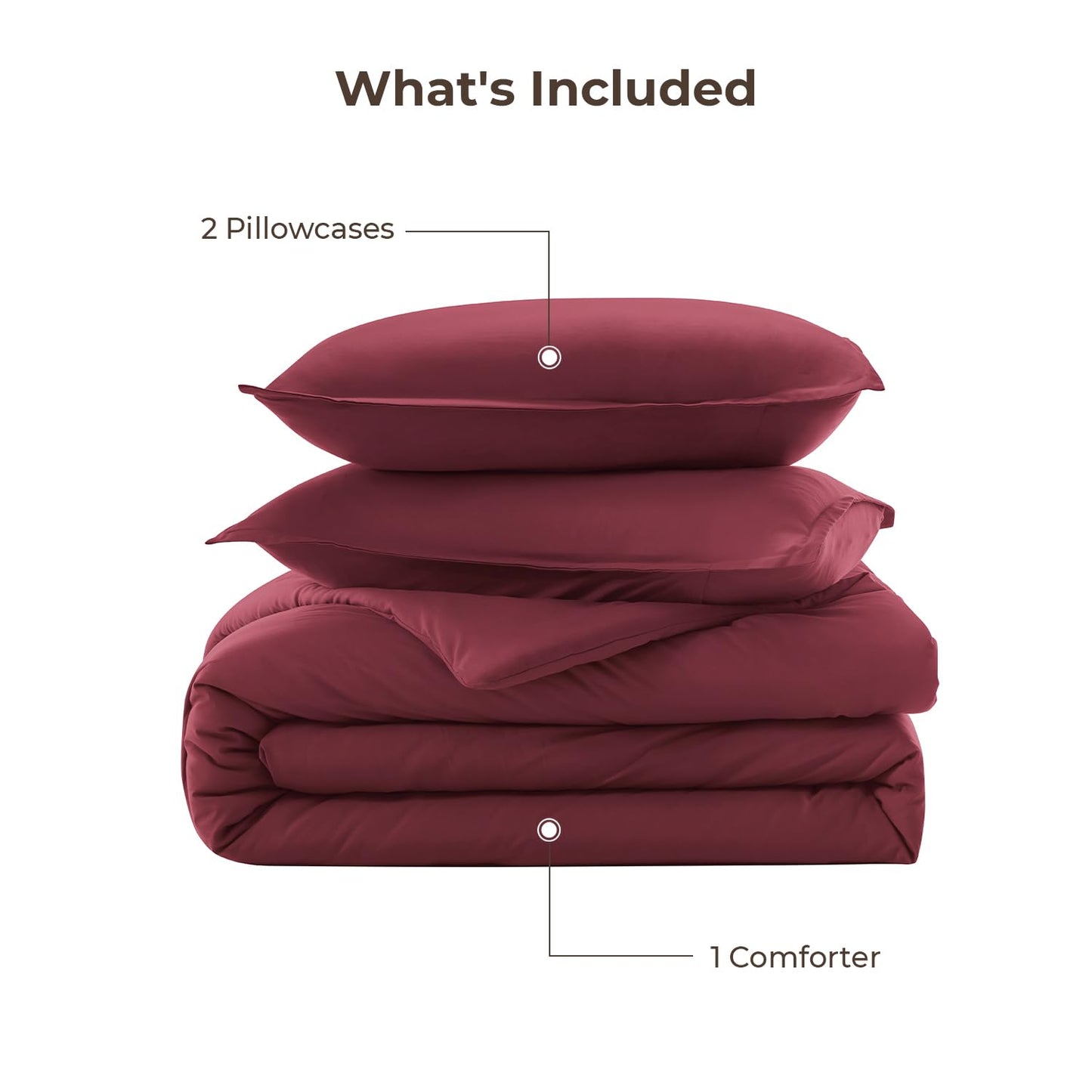 Litanika Burgundy Red Comforter Set King Size, 3 Pieces Lightweight Solid Bedding Comforter Set, All Season Fluffy Bed Set (104x90In Comforter & 2 Pillowcases)