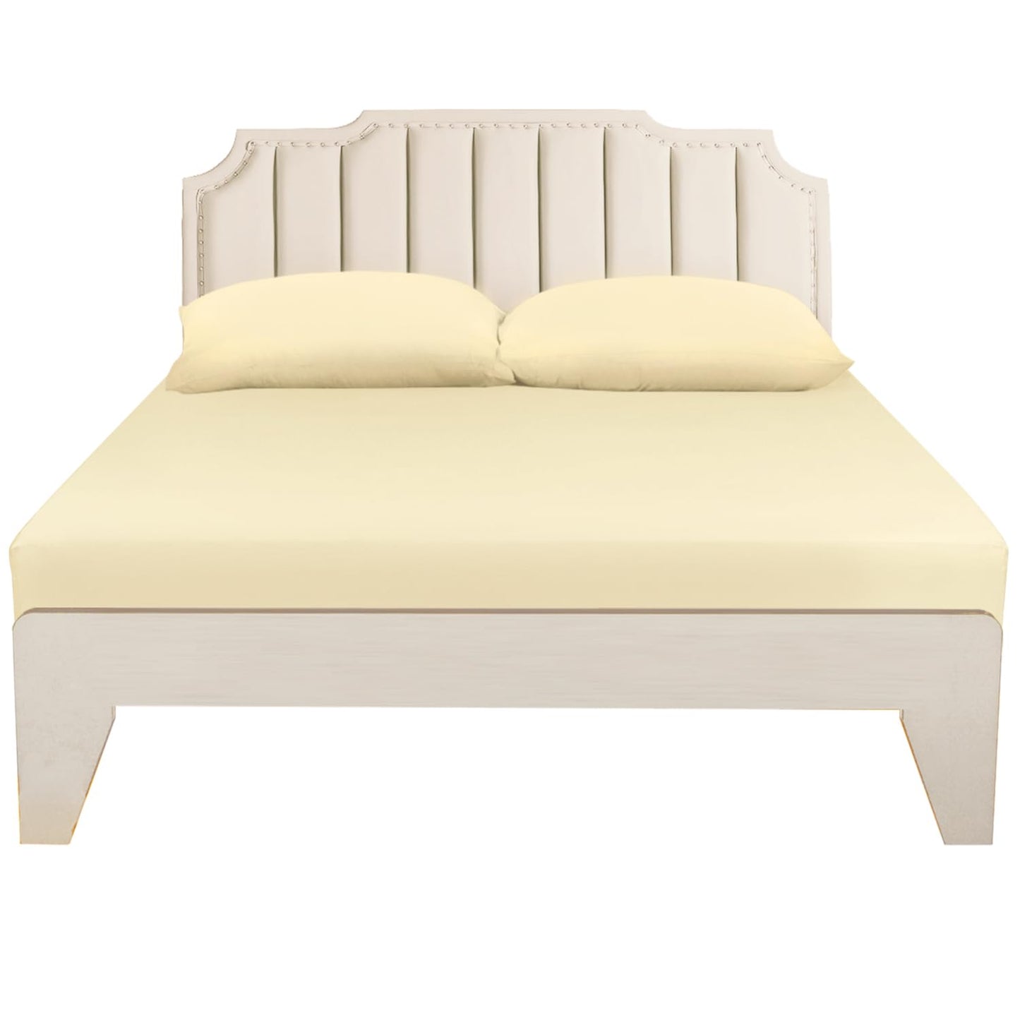 Lirex Cotton Queen Fitted Sheet Only, 300 Thread Count Soft Breathable, 8-10" Deep Pocket Sheet for Hotel Home, Cream White