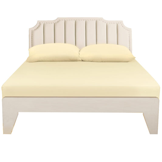 Lirex Cotton Queen Fitted Sheet Only, 300 Thread Count Soft Breathable, 8-10" Deep Pocket Sheet for Hotel Home, Cream White