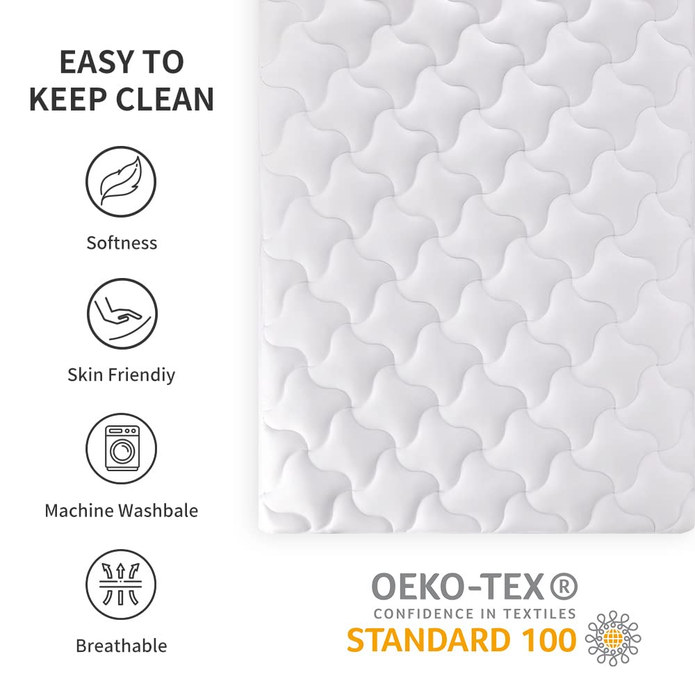 SLEEP ZONE Cooling Mattress Topper, King, White, Machine Washable, Deep Pocket, 120gsm Microfiber, Nanotex Cooling Fabric, 8-21 inch