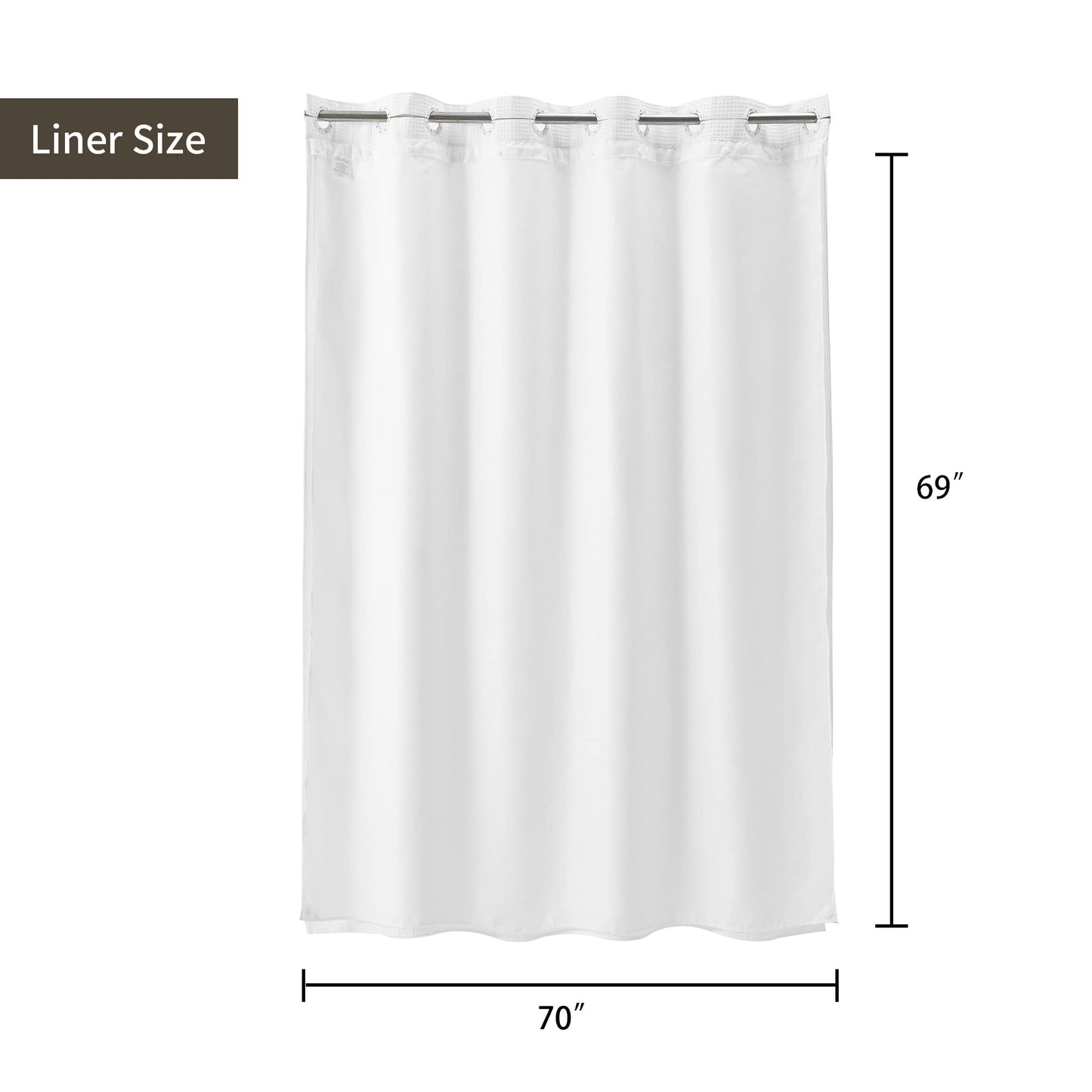 River Dream Waffle No Hooks Shower Curtain with Snap in Liner,Cotton Blend Fabric Shower Curtain for Bathroom,Hotel Quality,White,71 Wx 74 L