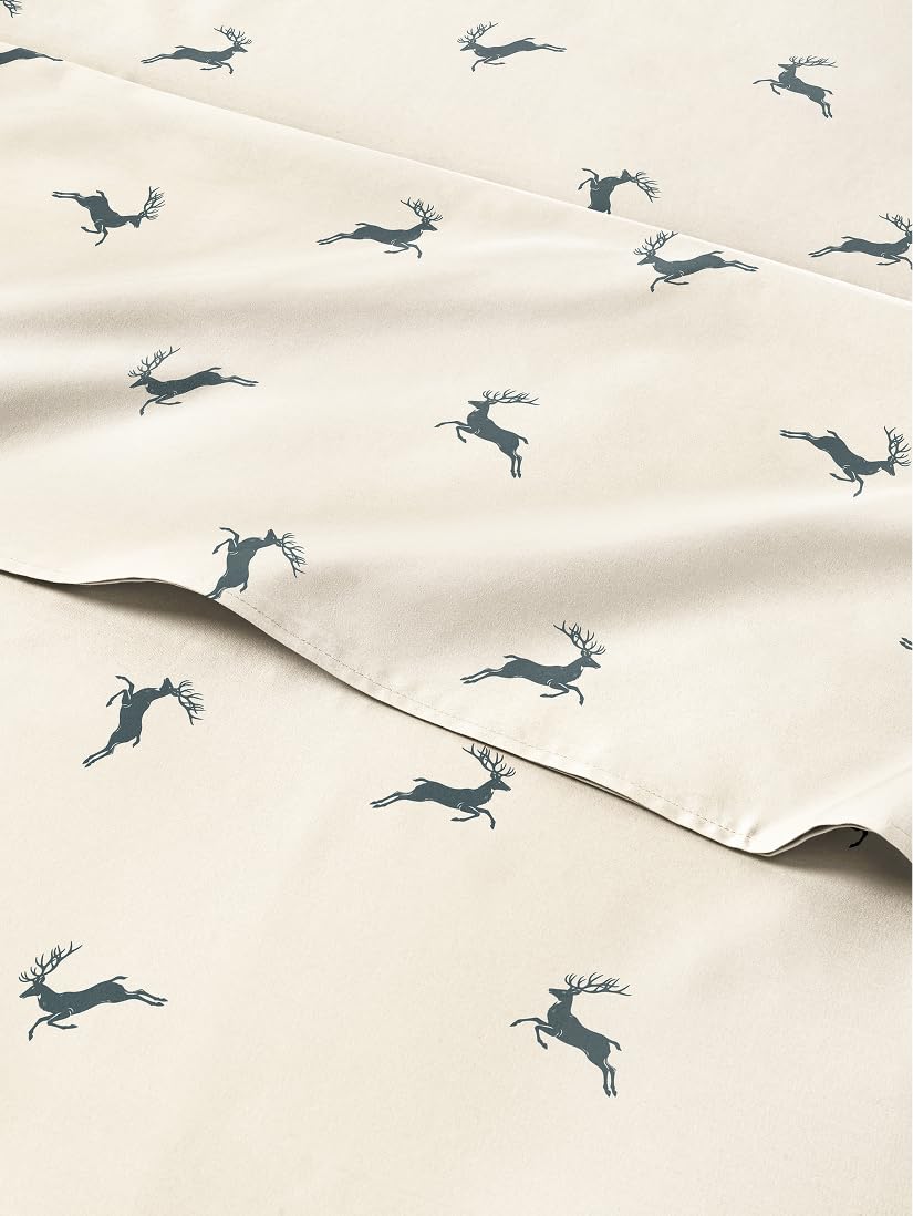 King Christmas Reindeer Sheet Set - Holiday Xmas Pattern Bedding Set - Deep Pockets - Snug Fit - 4 Piece - Wrinkle Free & Easy Care - Comfy Festive Winter - Holiday Sheets for Women, Men, Kids & Teens