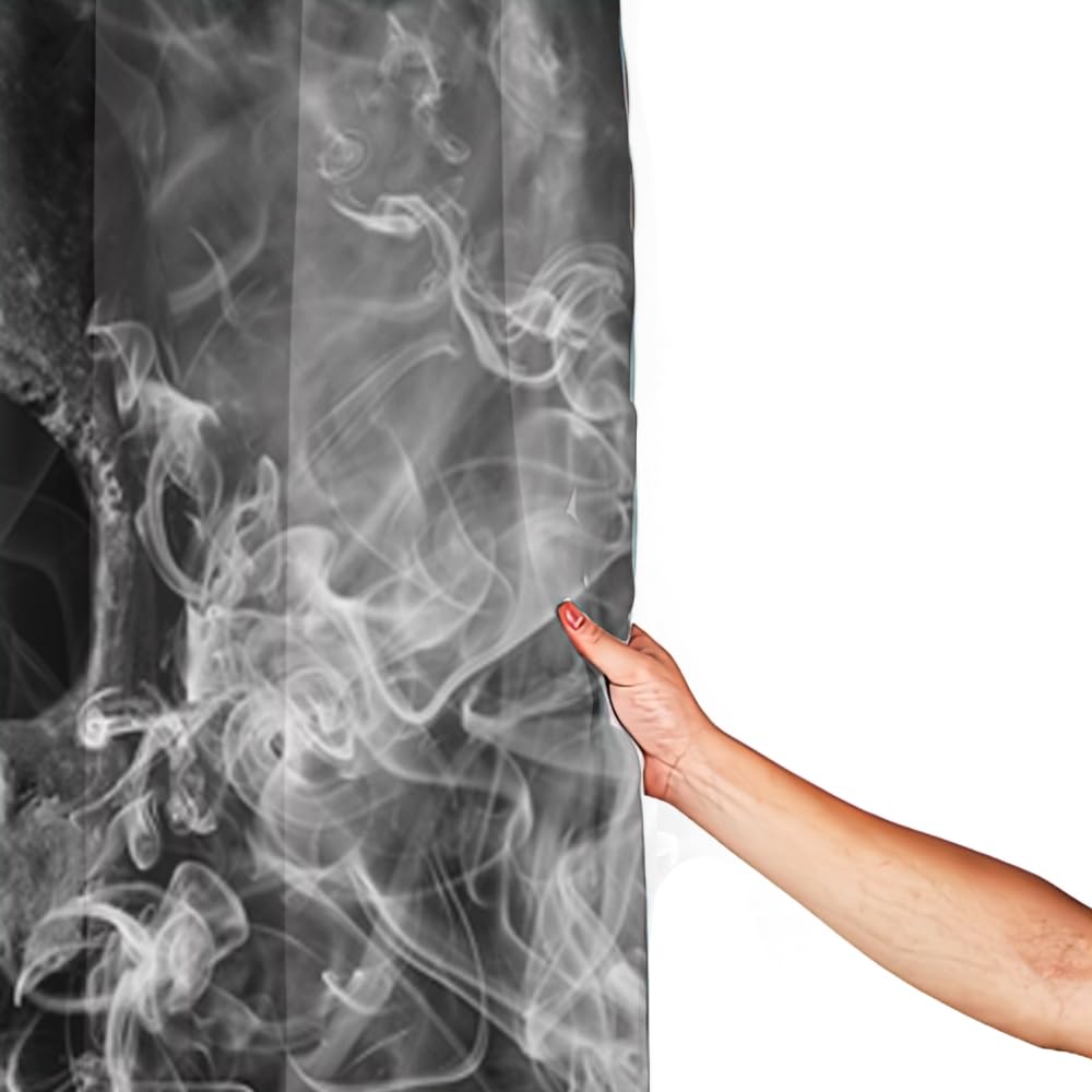 Skull Theme Shower Curtain Halloween Bathroom Curtains Gothic Bath Curtain Fog Smoke Skull Skeleton Curtains L 72" W 72"