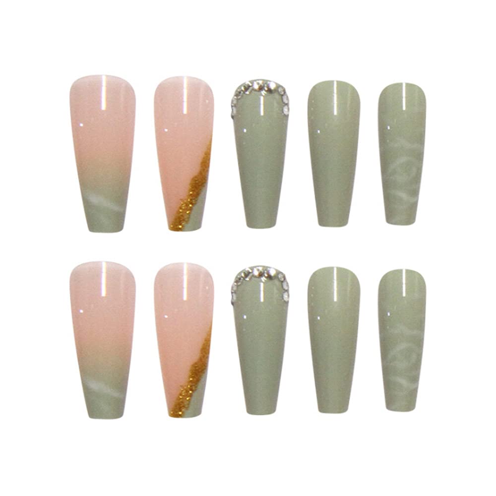 YoYoee Long Fake Nails Acrylic Coffin Press on Nails Full Cover Ballerina False Nails for Women and Girls 24PCS