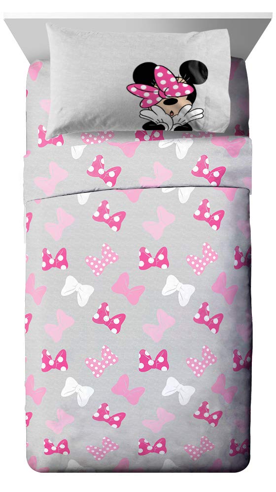 Disney Minnie Mouse Kids 5 Piece Twin Comforter Set for Girls - Bed in a Bag with Reversible Comforter, Sheets & Sham - Super Soft Fade Resistant Microfiber, Machine Washable (Official Disney Product)