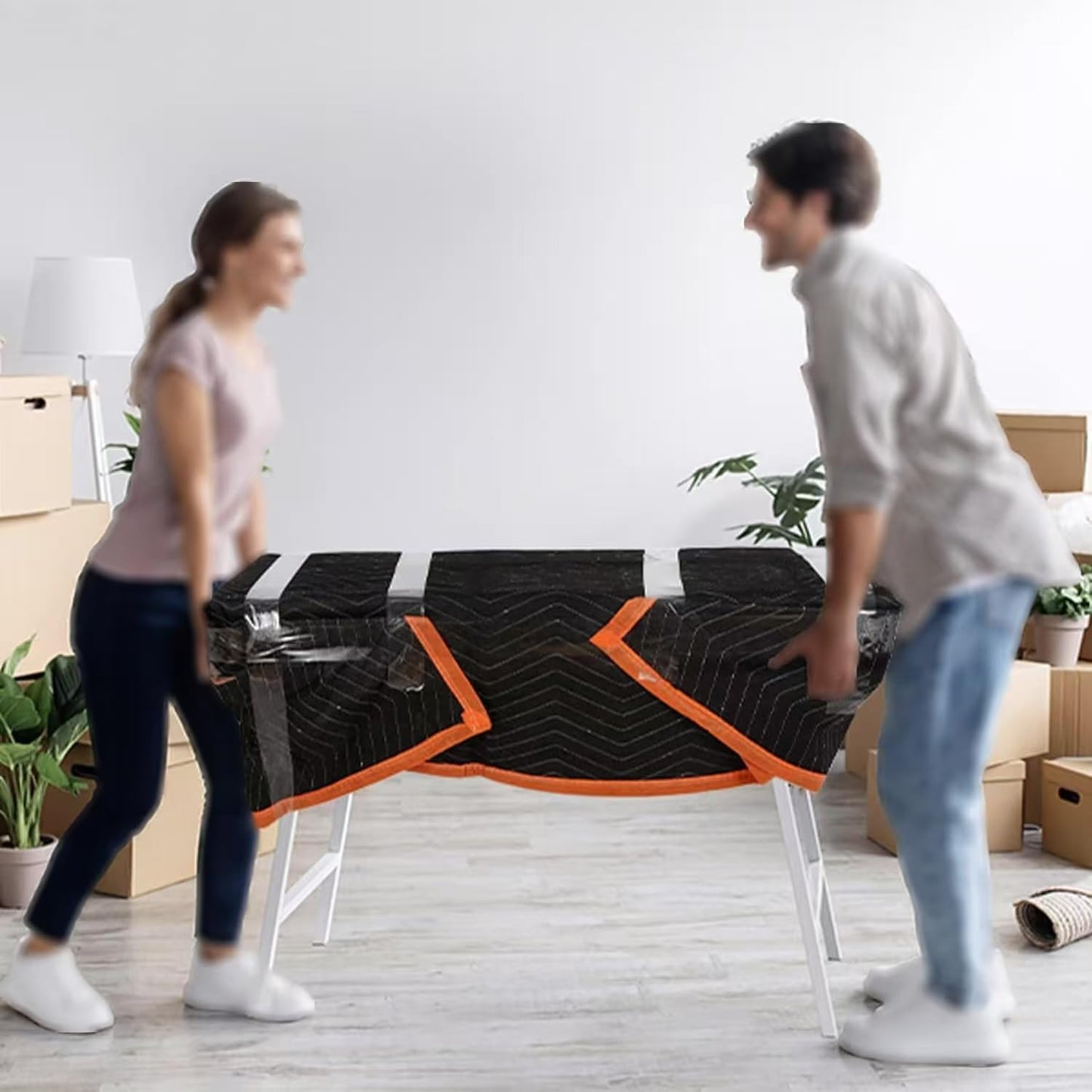 Large Moving Blankets 80 * 72in Heavy Duty Packing Blankets for Furniture Moving Shipping Wrapping Quilted Furniture Pads for Moving, Padded Mover Blankets (Black) 2pack