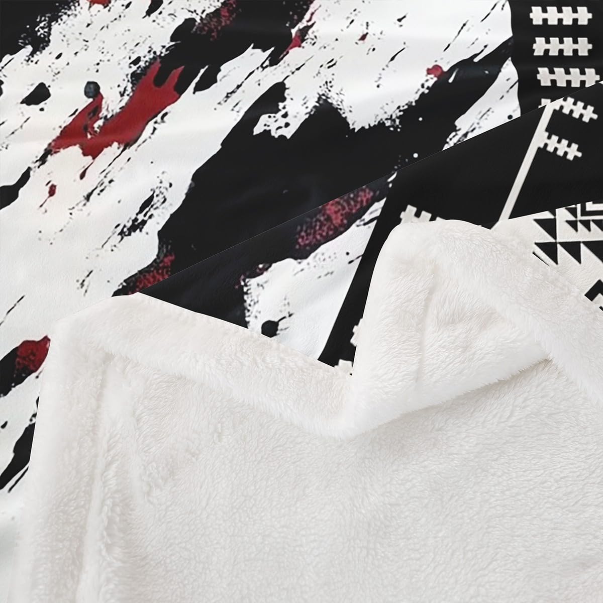 Erosebridal Western Aztec Twin Size Sherpa Blanket, Rustic Cowhide Fleece Blanket for Boys Teens Adults Bedroom, Cow Print Fuzzy Plush Throw, Boho Geometric Exotic Decor for Sofa Couch