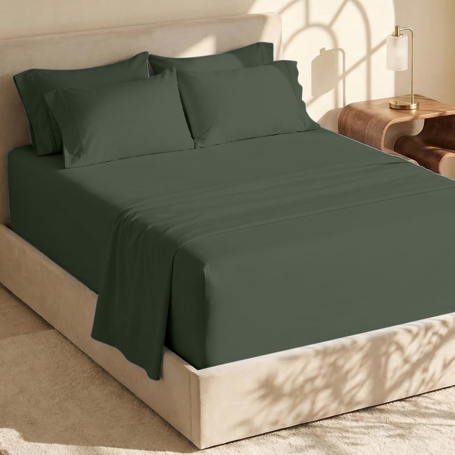 Hearth & Harbor Bed Sheets, Luxury Soft 6 Piece Bed Sheet Set Extra Deep Pocket Fitted Sheets Fits Mattress up to 21", Double Brushed Bedding Sheets & Pillowcases,