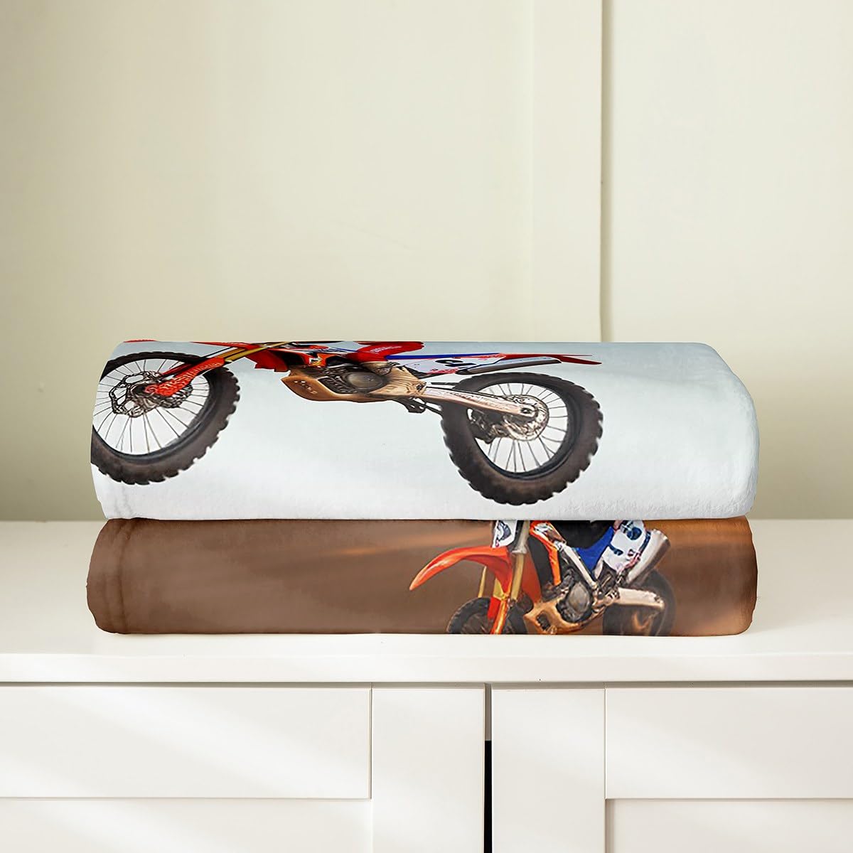 Erosebridal Dirt Bike Blanket for Boys,3D Motocross Print Throw Blanket,Motorcycle Biker Fleece Blanket Lightweight,Extreme Sport Fuzzy Blanket 40x50 Inch