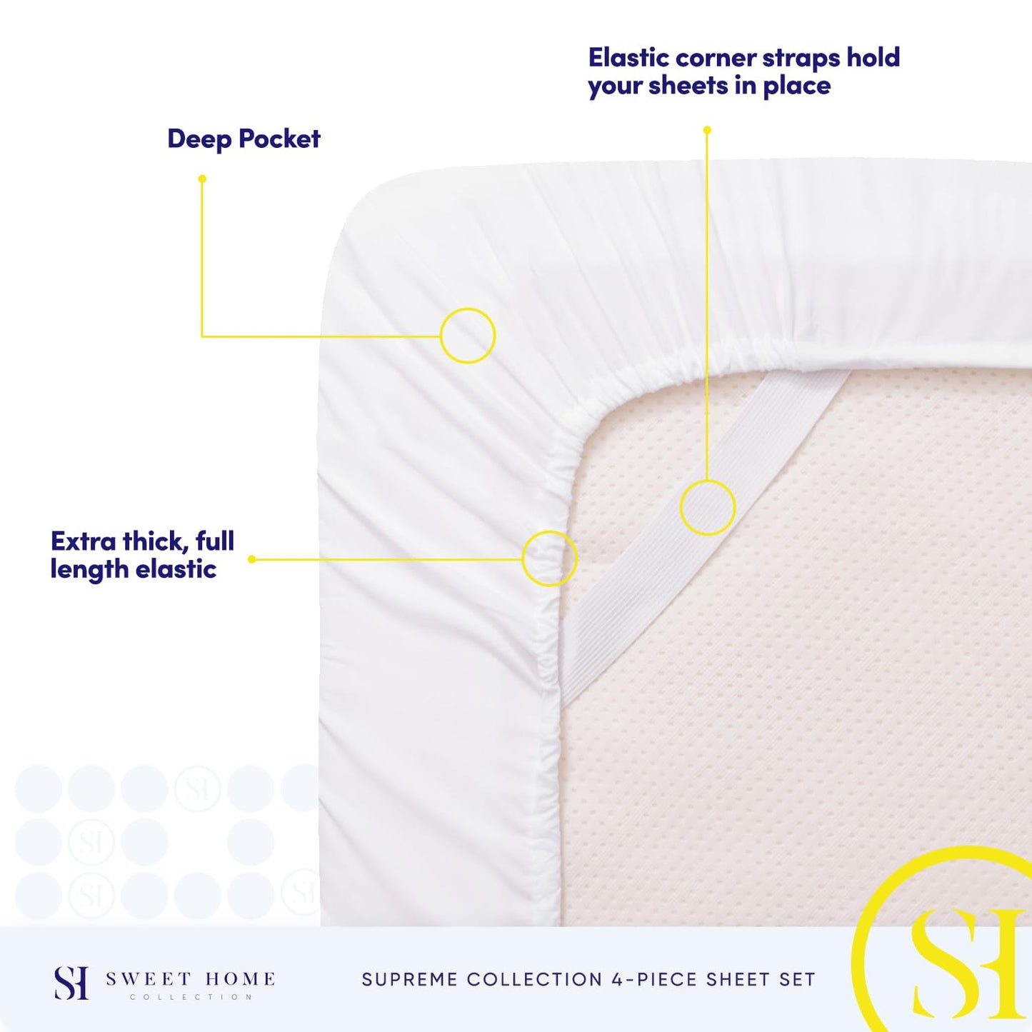King Size Sheets - Breathable Luxury Bed Sheets with Full Elastic & Secure Corner Straps Built In - 1800 Supreme Collection Extra Soft Deep Pocket Bedding Set, Sheet Set, King, White