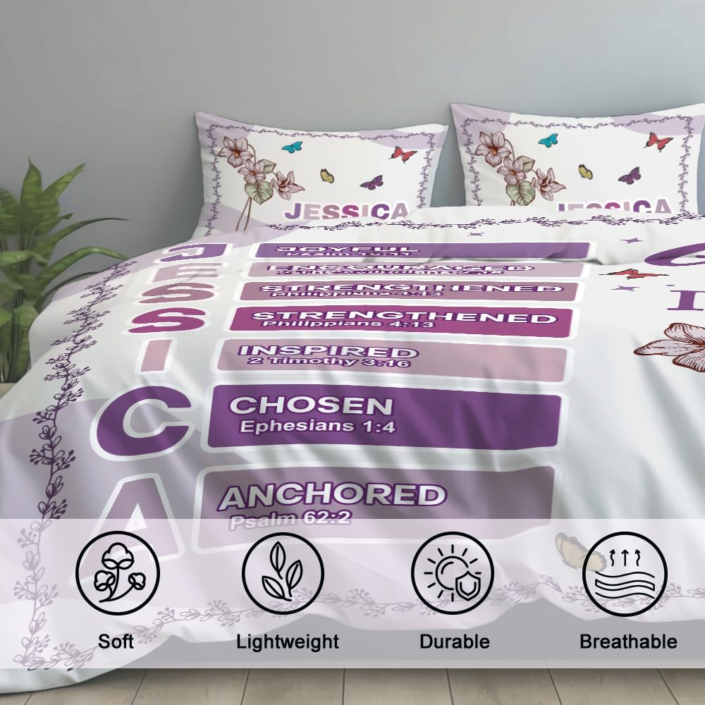 ONPRINTS Christian Bedding Set – Inspirational Bible Verse Comforter – Religious Bedding for Women, Faith Gift for Mom, Daughter, Sister, Birthday & Religious Gifts (God Says I am #1)