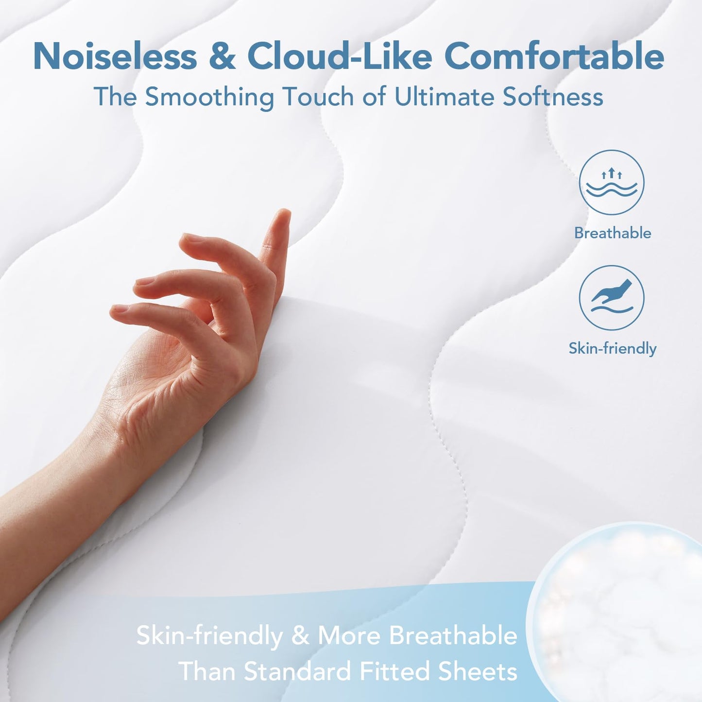Cooling Mattress Pad for Hot Sleepers, Queen Size, Waterproof, Cool-to-Touch with Arc-Chill 3.0, Breathable Fluffy Feel, Mattress Protector Cover Machine Washable, Deep Pocket up to 21"