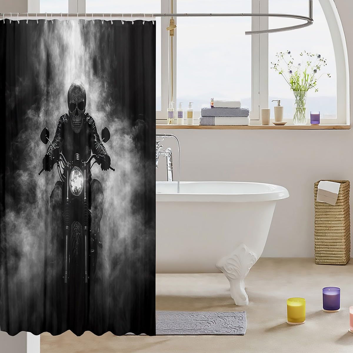 Feelyou Boys Girls Dirt Bike Shower Curtain Racing Motocross Bath Curtain Kids Motorcycle Bathroom Shower Curtain Set Motorbike Teens Bathroom Accessories Bedroom Decor 72"x72"