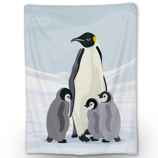Ti Caldi Emperor Penguin Family Blanket - Soft Cozy Lightweight Flannel Throw Blanket for Couch, Bed, Travel - Fuzzy Home Decor for Indoor & Outdoor Use Wildlife Design 60"x50"