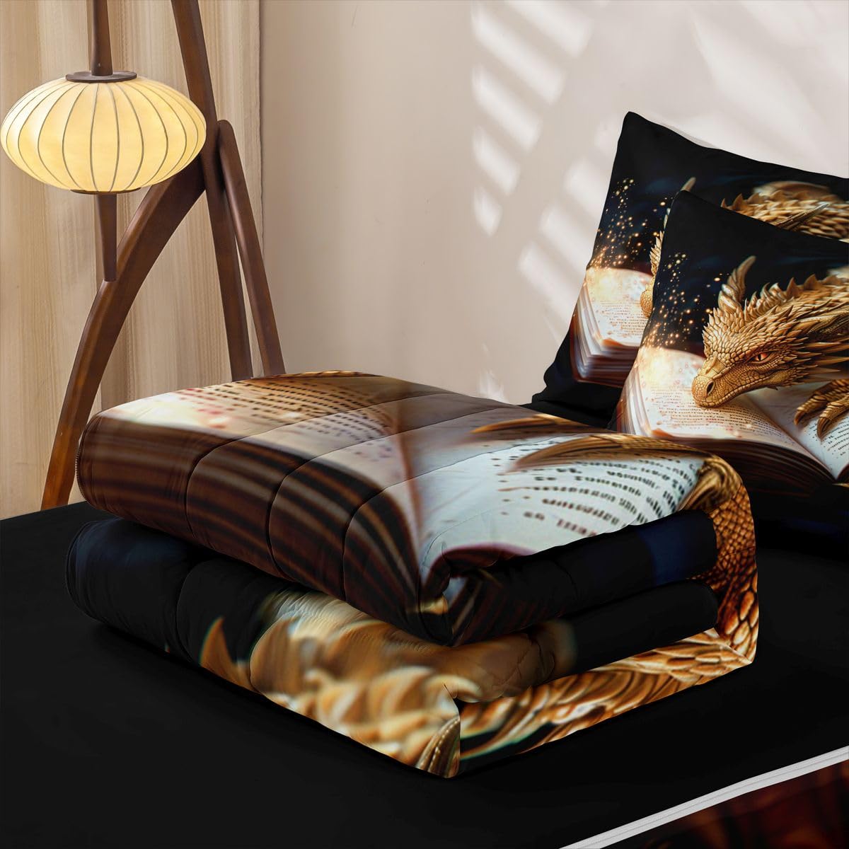 jejeloiu Dragon Zipper Bedding Cartoon Animal Comforter Set for Kids Boys Girls Twin Size Ancient Wildlife Zippered Kids Bedding Set Ultra Soft Mysterious Animal Bed in a Bag