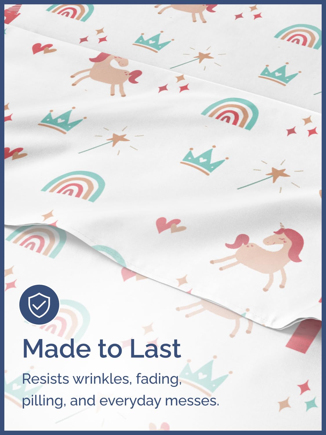 Kids Twin Size Bed Sheet Set - 3 Piece Kids Loft Bed Sheets - Princess Rainbow Themed Bedding - Soft, Cute and Cozy - Breathable & Machine Washable - Unicorn Bed Set for Boys, Girls, Teens & Toddlers