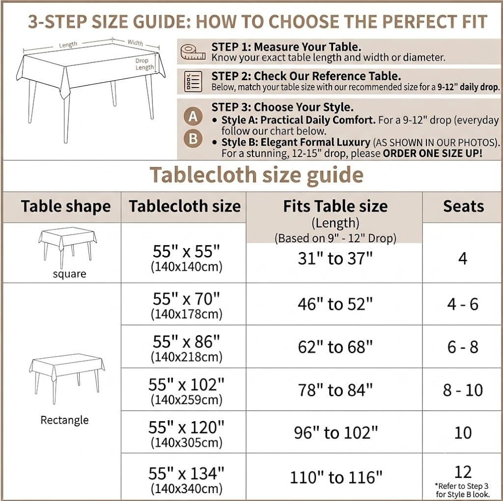 UWWGKK Nordic Beige Linen Tablecloth, Heavy-Duty Rectangle Cover