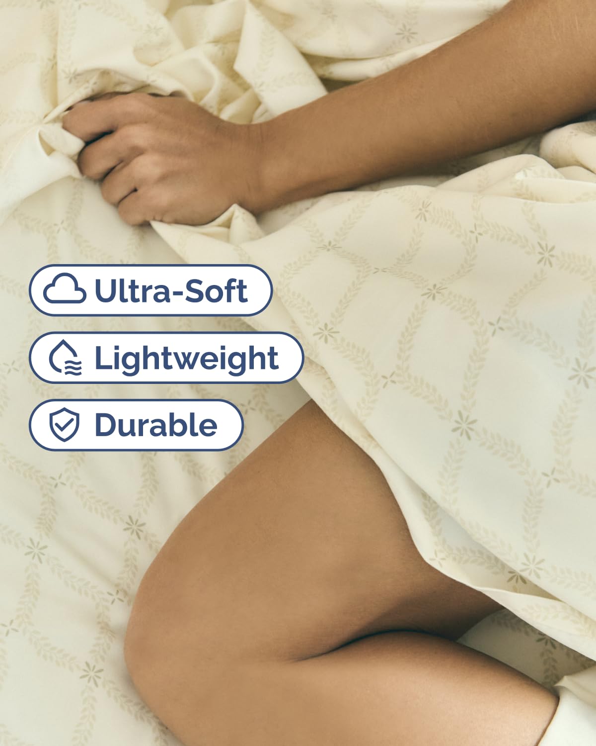 Floral Sheets - Neutral Floral Bed Sheet Set - 1 Flat & 1 Fitted & 2 Pillowcases w/ Deep Pockets - Comfy, Wrinkle & Fade Free Boho Botanical Bedding - Ultra-Soft, Breathable & Cooling - Full Size