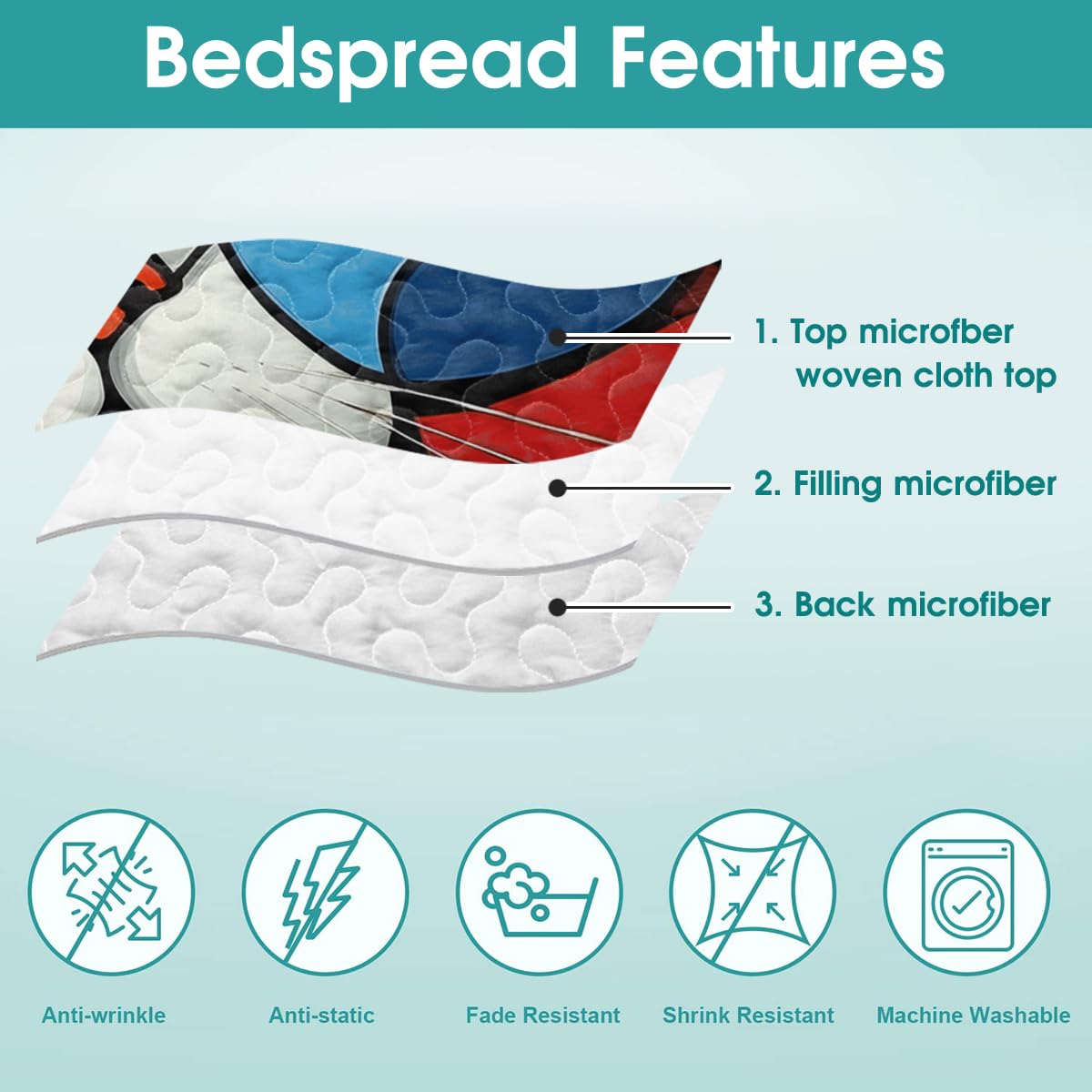 LUSHIS Patchwork Quilt Set, Patchwork Throw Bedspread Bed Sets - Animals Coverlet Sets All Season Soft Microfiber Lightweight Bedding Set (Cat)