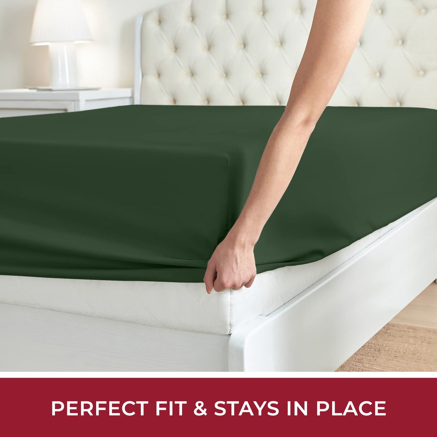 Mellanni Extra Deep Pocket King Fitted Sheet - Iconic Collection Bedding Sheets with up to 21 inch Deep Pocket - Soft & Cooling - Fade & Stain Resistant - 1 PC (King, Emerald Green)