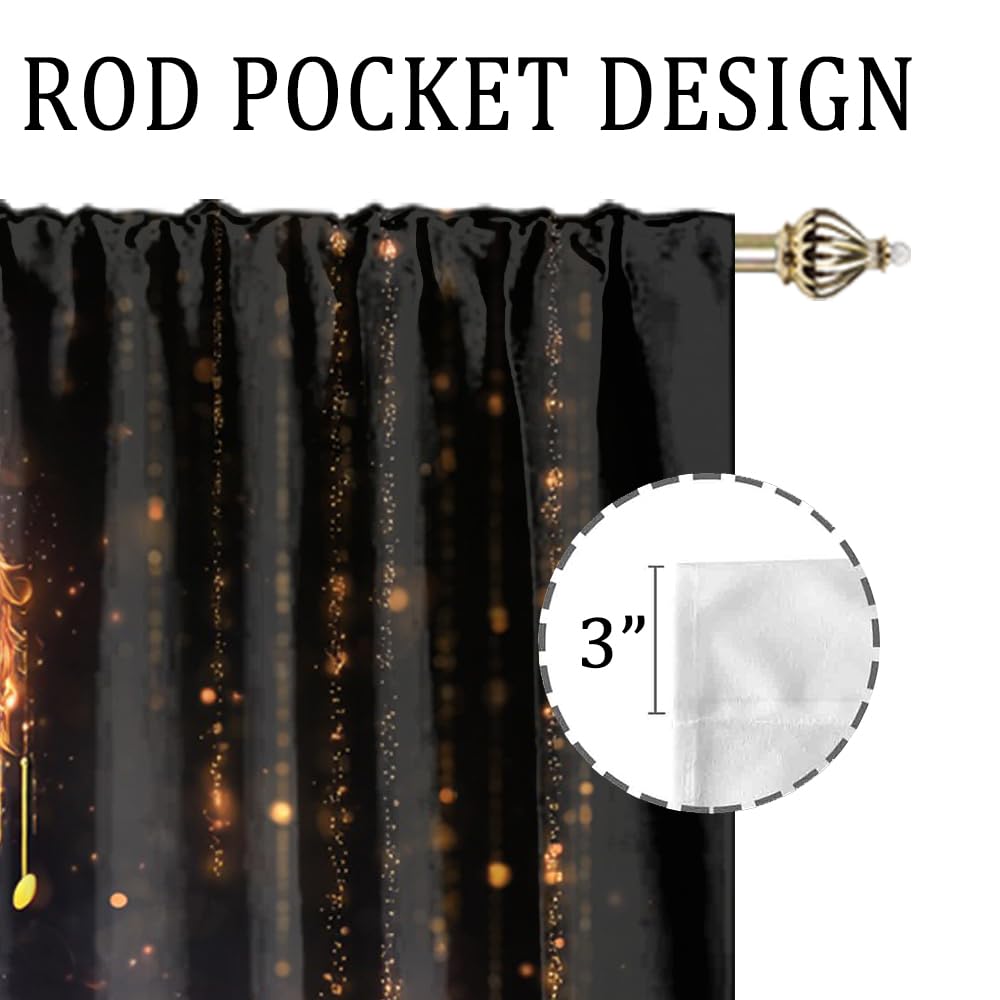 XSUPFLYM Vintage Elegant Music Note Blackout Curtain for Living Room Modern Retro Mid Century Musical Theme Notes Print Thermal Insulated Curtain for Bedroom 2 Panels Each