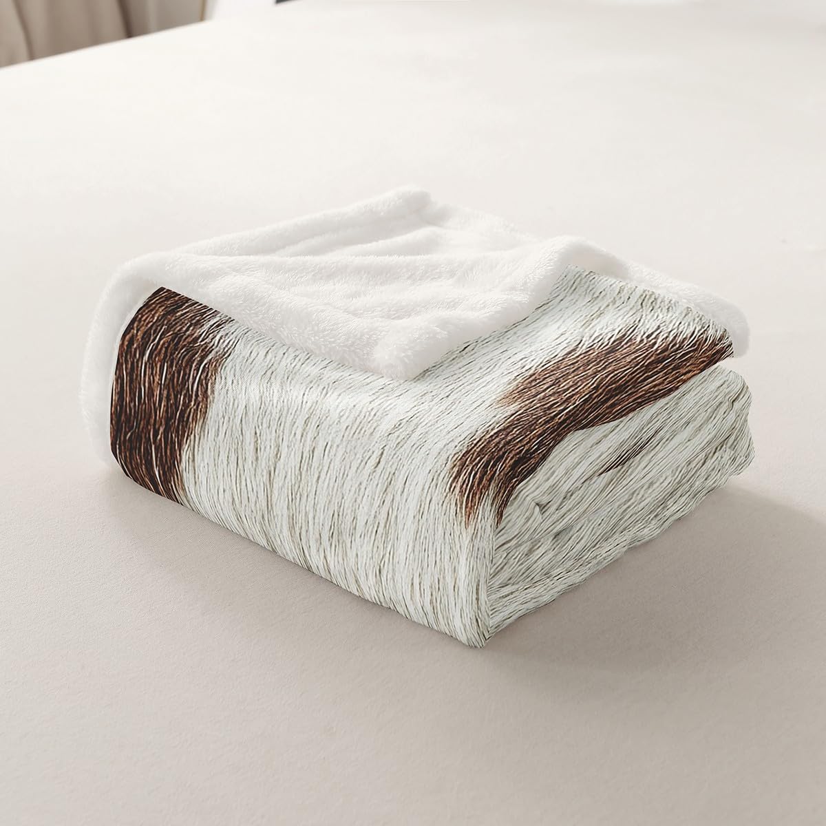 Cowhide Fleece Blanket Cow Print Throw Blanket Western Cowboys Farm Animals Sherpa Blanket Bull Cattle Skin Flannel Blanket For Bed Couch Baby 30"X40" For Kids Boys Teens Plush Bed Blanket, Brown