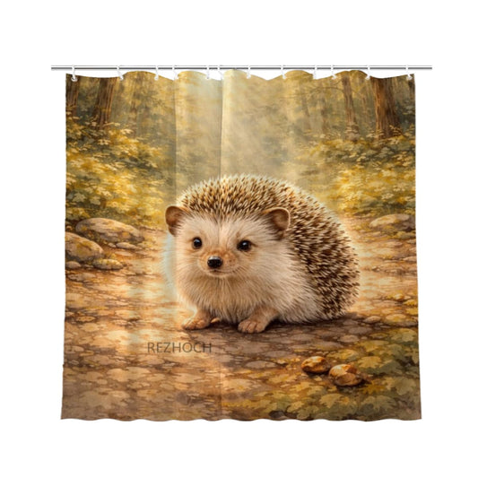 REZHOCH Funny Hedgehog Shower Curtain 72x72Inch Forest Cute Animal Watercolor Art Home Bathroom Decor Spring Summer Nature Woodland Farm Waterproof Fabric Bath Set with Hooks