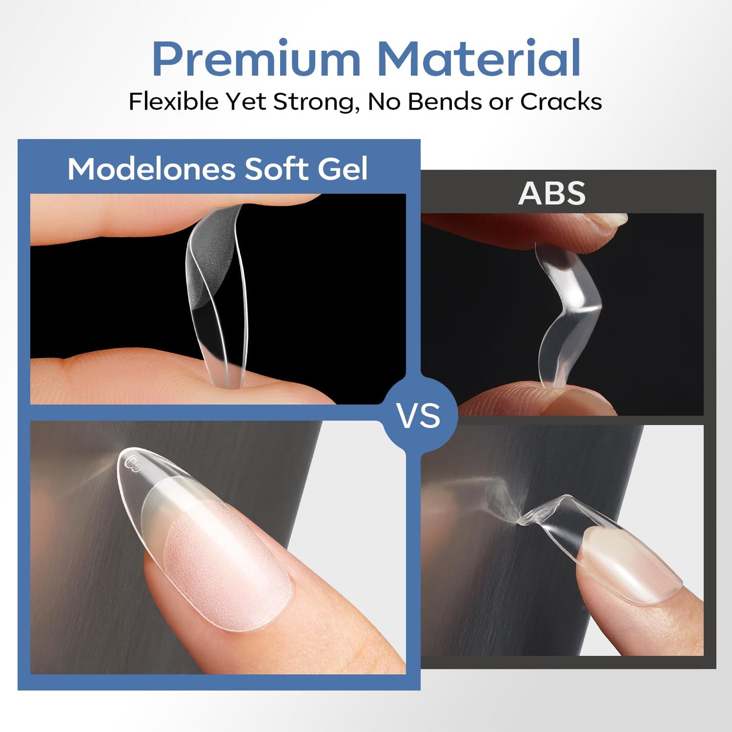 modelones Short Almond Nail Tips, 360pcs Pre-etched Clear Soft Press On Fake Nails Full Cover Half Matte Acrylic Gel Tips Extension for Salon & Home Use 15 Sizes