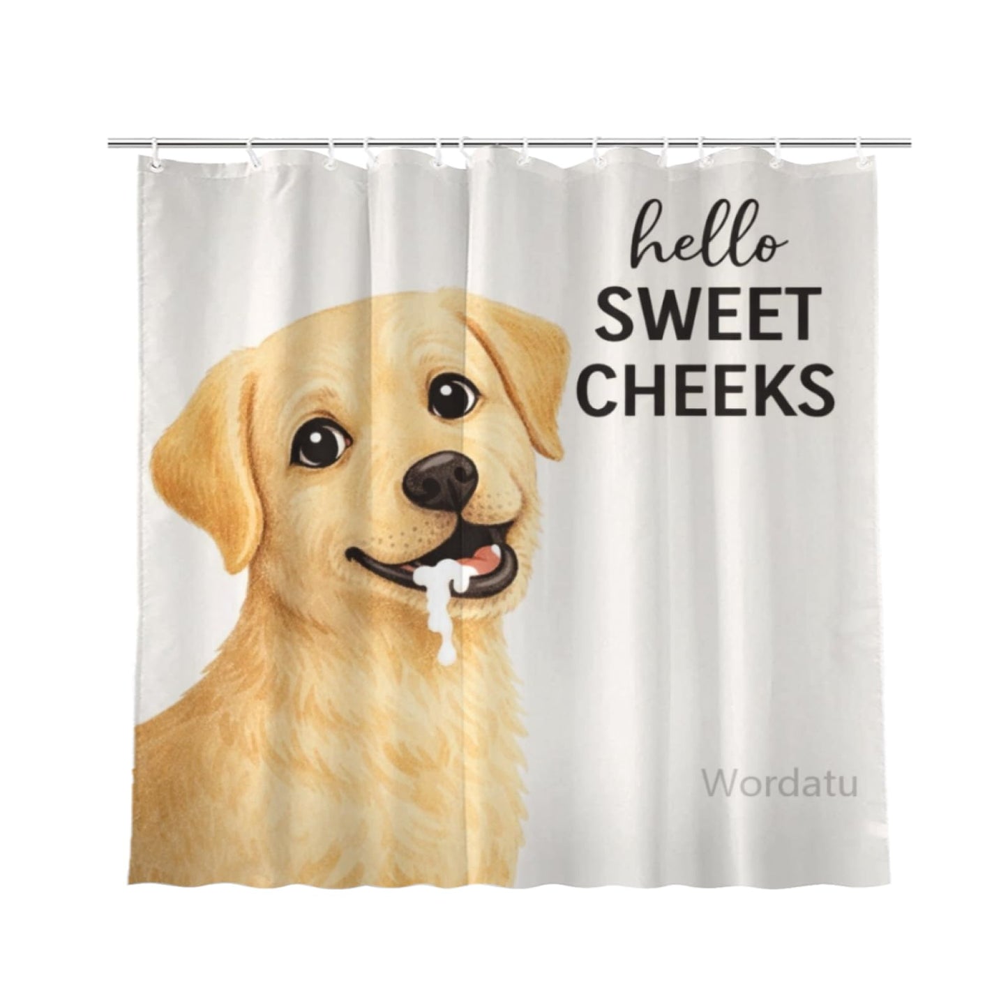 Wordatu Funny Labrador Retriever Shower Curtain Colorful Animal Waterproof Polyester Fabric 72x72 Inches Set with 12 Hooks(24712)