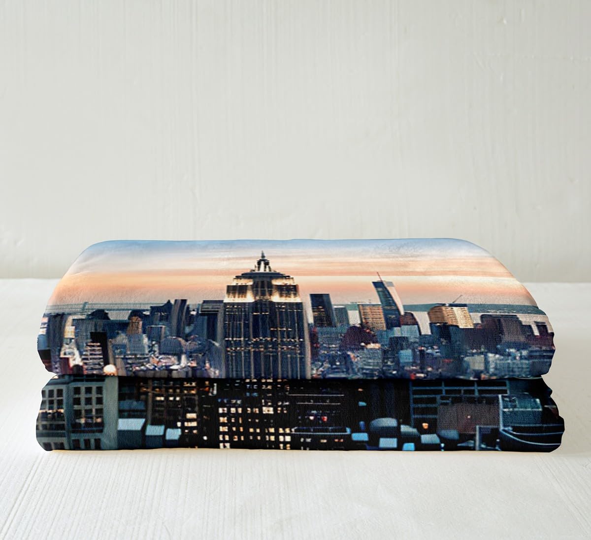 Feelyou New York Sherpa Blanket New York City Manhattan Skyline Cityscape Fleece Throw Blanket Contemporary Artistic Sunset Landscape Fuzzy Blanket for Sofa Bed Couch,Baby 30x40 Inches