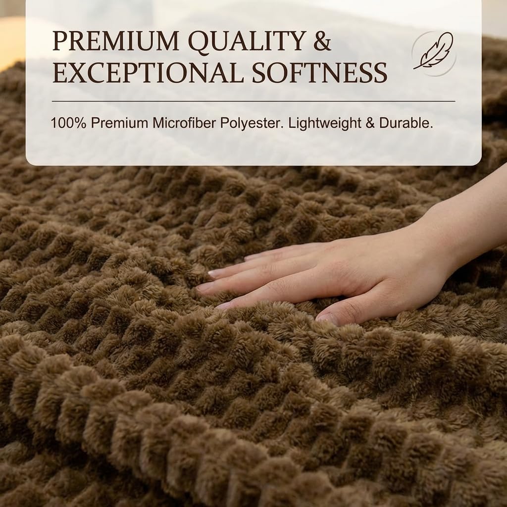 ARUDYREV Queen Size for Couch or Bed Cozy Soft Lightweight Fuzzy Flannel Blanket Suitable 3D Imitation Turtle Shell Jacquard Decorative Blankets for All Seasons(40"×60",Brown)