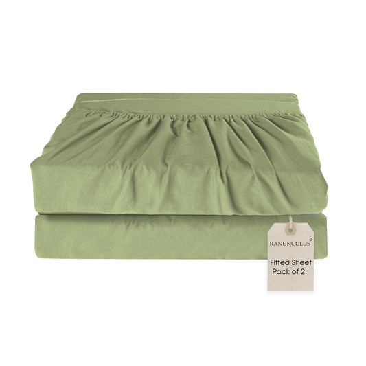 2 Pack Deep Pocket Fitted Sheet Queen Size - Pack of 2 Bed Sheets - Soft Washed Microfiber - Fits up to 16 inch Mattress - Breathable, Wrinkle Free, Fade Resistant,Easy Care (Sage Green,Queen)