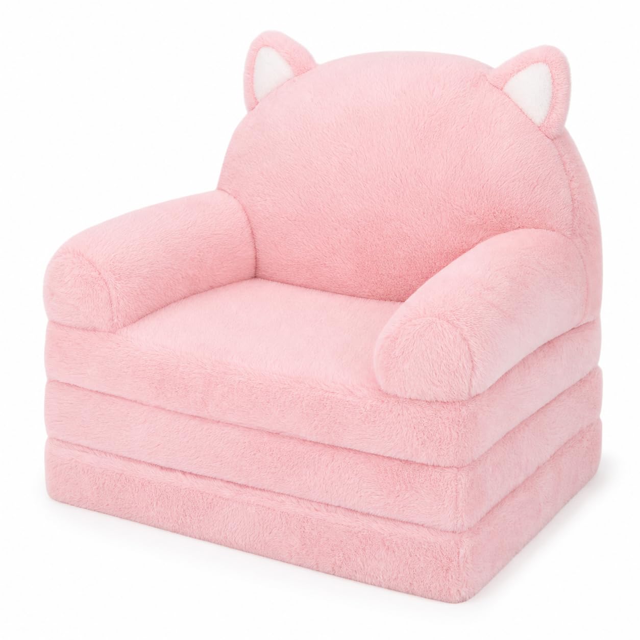 MONKISS Kids Couch, Comfy Toddler Chair, 2 in 1 Fold Out Kids Sofa, Baby Sitting Chair with Washable Cover, Toddler Furniture for Reading, TV and Playroom, Birthday Gift for Girls, 1-4 Years Old, Pink
