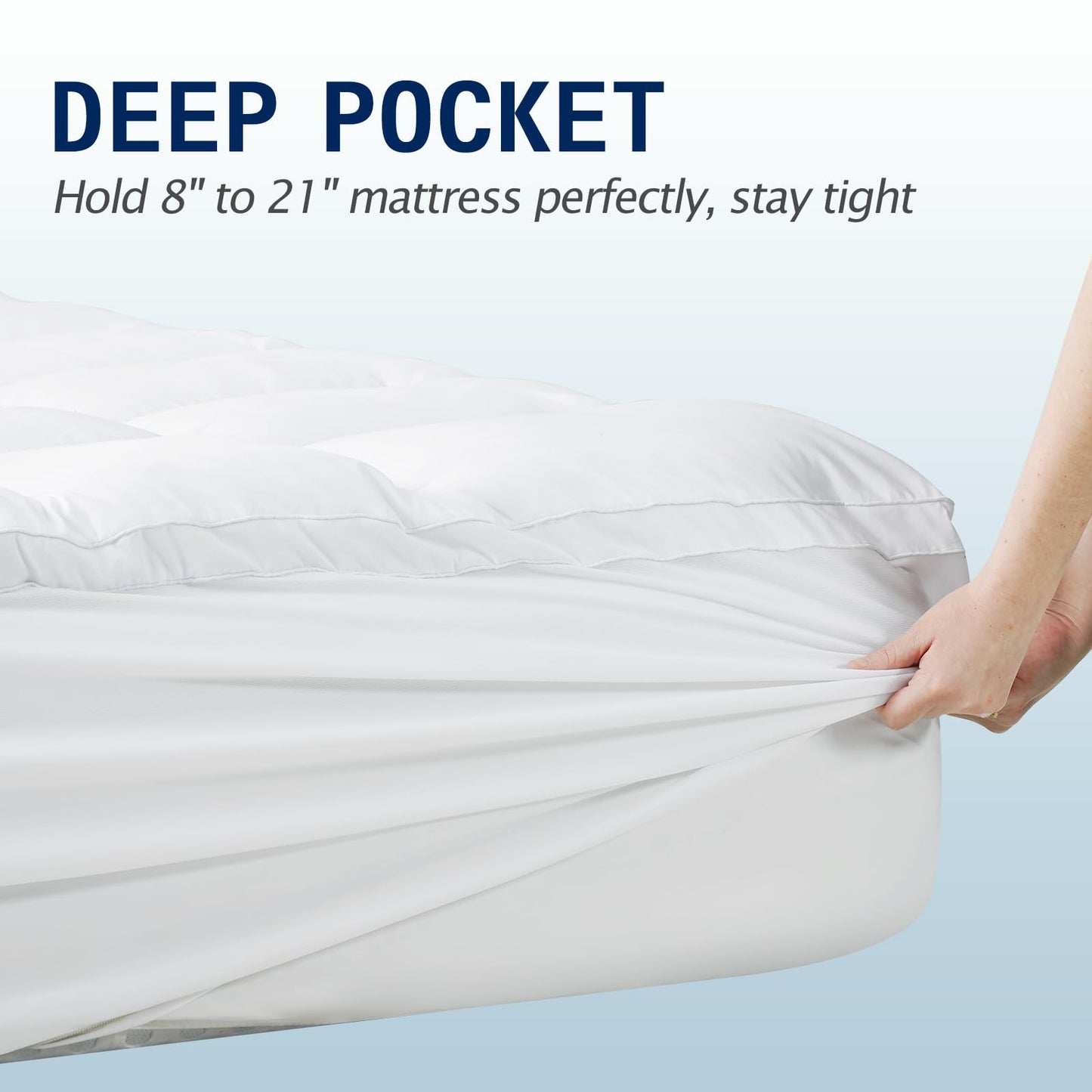 SOPAT Mattress Topper King Size Extra Thick Mattress Pad 8-21" Deep Pocket Soft Down Alternative Fill Mattress Protector Pillow Top Mattress Cover (78x80 Inches, White)