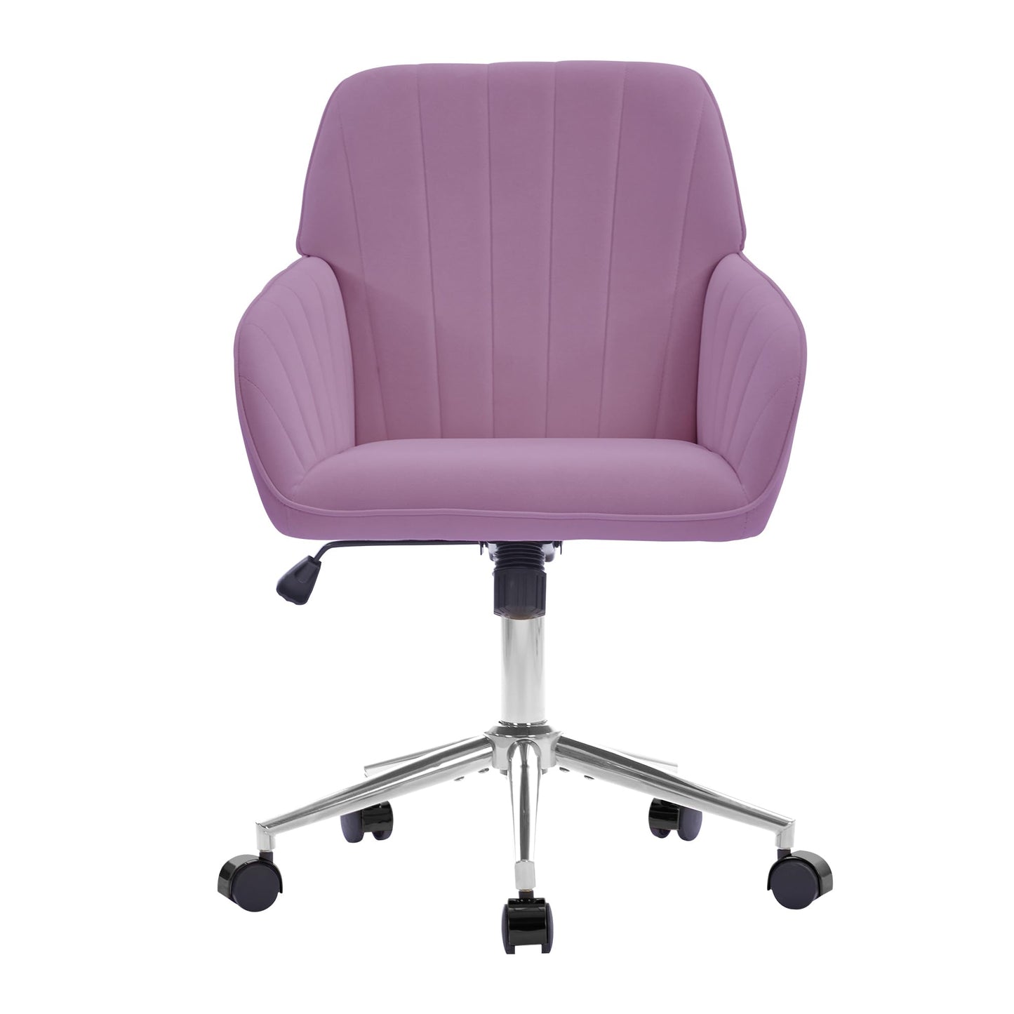 YITAI Velvet Office Desk Armchairs with Silver Base and Wheels,Modern Height Adjustable 360 Degree Swivel Upholstered Vanity Chairs for Living/Room Bedroom/Study,Light Purple