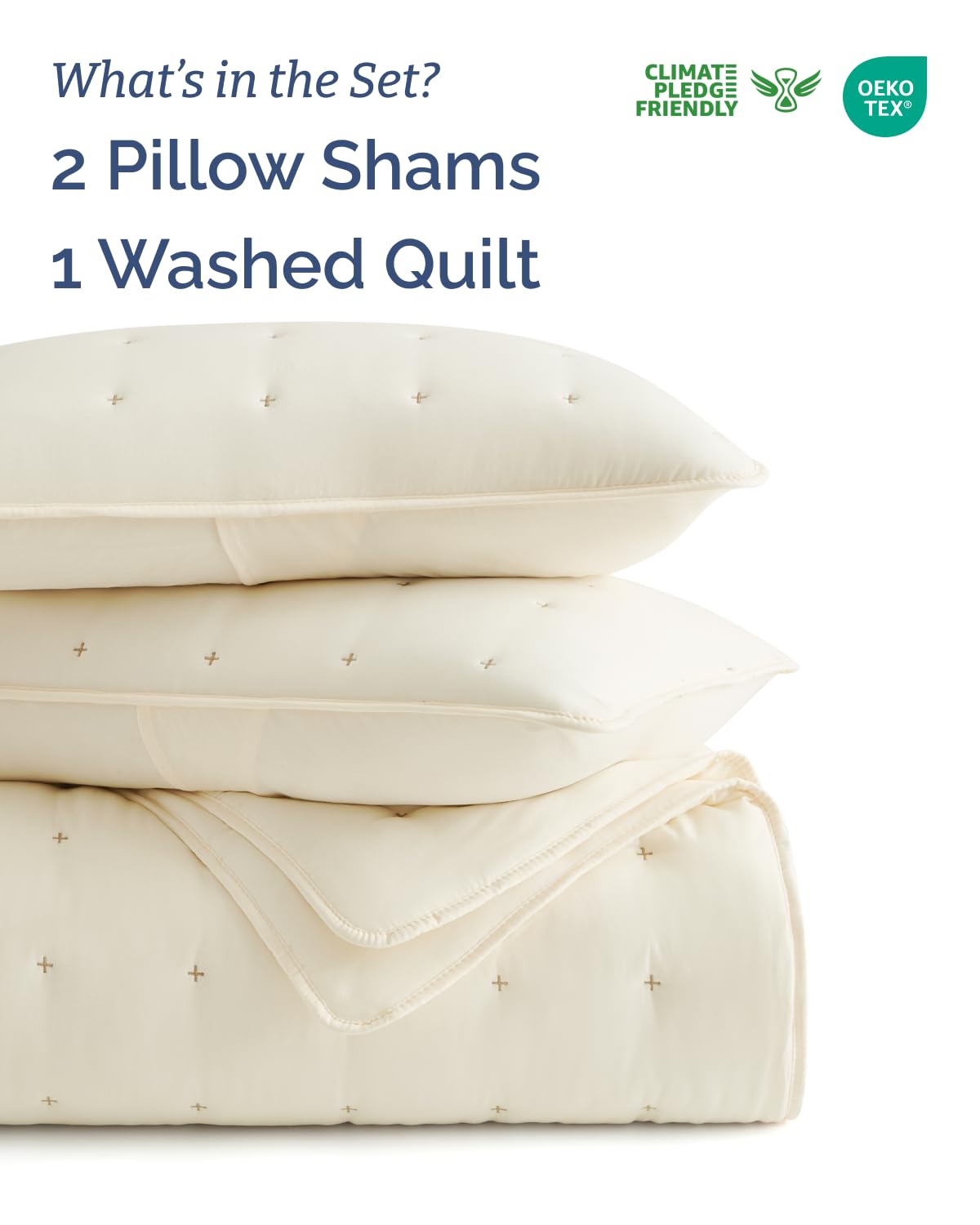 Quilts Queen Size - Bedspread for Queen Size - Lightweight Comforter Set - Quilt Bedding Set for All-Seasons - Ultra Soft, Breathable & Comfy - Summer Coverlet with 2 Pillow Shams - 90" x 96", Cream