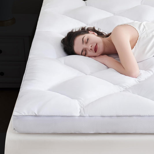 DOWNCOOL 3 Inch Queen Mattress Topper, Ultra Thick and Fluffy Supportive Memory Foam Mattress Topper for Body Pain, Mattress Pad with Breathable Mesh Design for Deep Sleep, 80x60x3 Inches