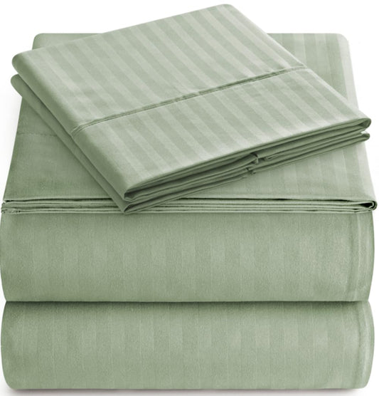 Elaine Karen Full Sheet Set - 4-Piece Striped Full Size Bed Sheets - Soft & Cooling Deep Pocket Full Bed Sheet Set - Wrinkle-Free Microfiber Bedding with 1 Fitted Sheet, 1 Flat Sheet, 2 Pillowcases