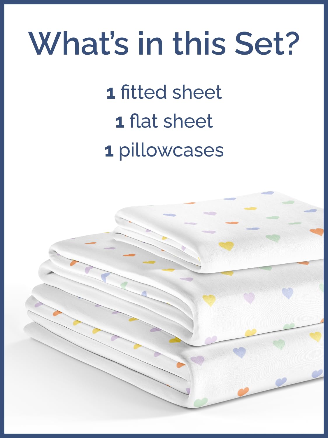 Kids Twin Size Bed Sheet Set - 3 Piece Kids Loft Bed Sheets - Soft, Cute and Cozy - Comfy, Breathable and Machine Washable - Easy-Care & Wrinkle Free Hearts Bed Set for Boys, Girls, Teens & Toddlers