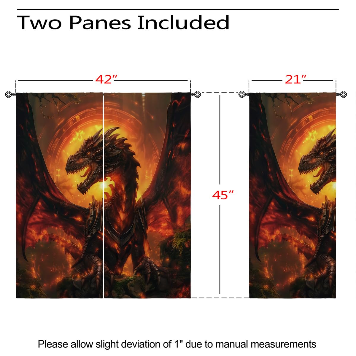 18TH CROZY Magic Dragon Blackout Curtains for Girls Boy Home Decor, Medieval Fantasy Magical Animal Grommet Thermal Insulated Drapes Darkening Window Curtain for Bedroom Living Room, 42 x 45 Inch