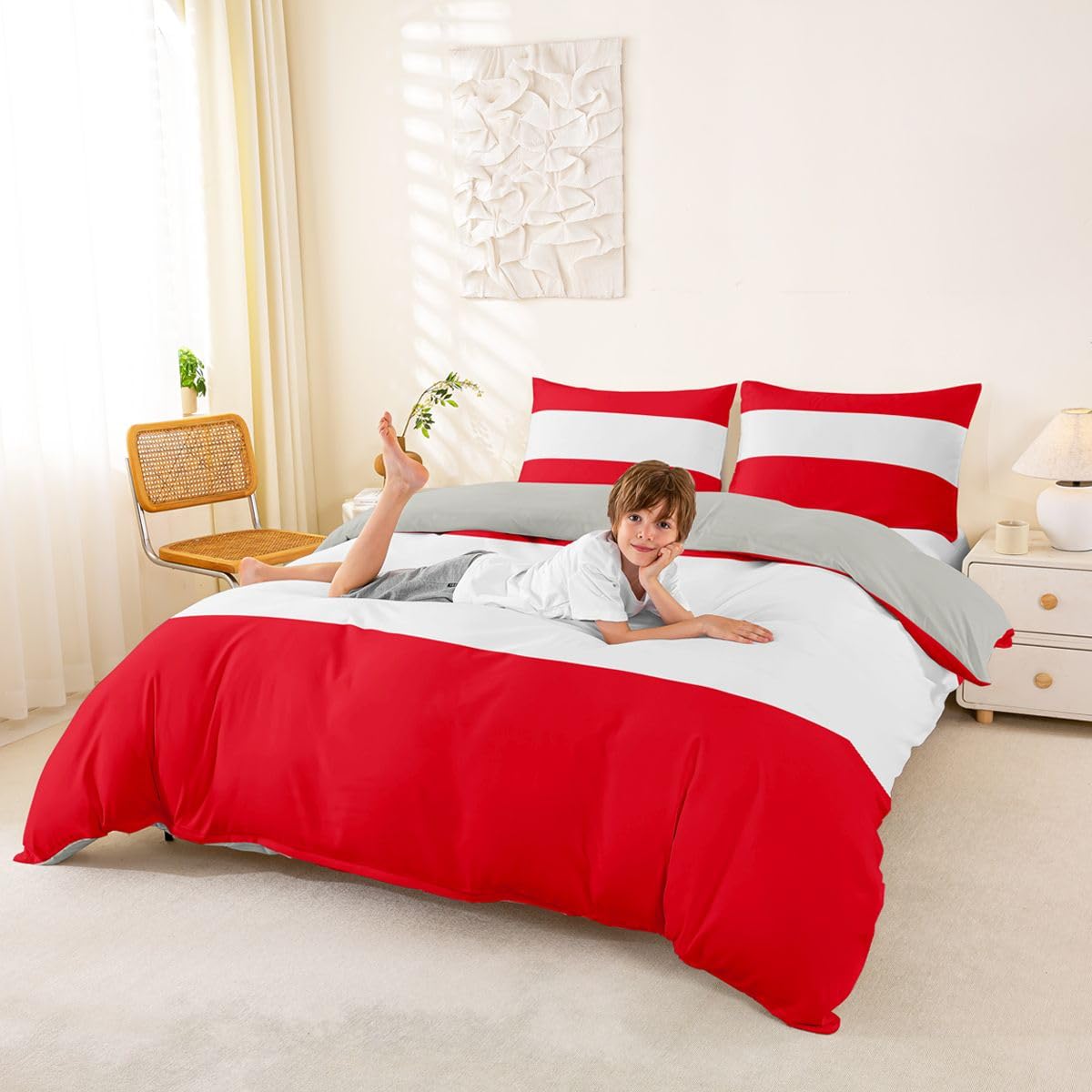 Feelyou Austrian Flag Duvet Cover Full Size Austria Bedding Set for Boys Girls World Countries Comforter Cover International Flag Bedroom Decor 3Pcs